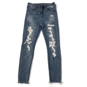 American Eagle Outfitters Super Hi Rise Distressed Jegging Skinny Jeans